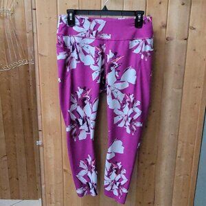 Avia Pink Floral Leggings XL | High Waisted | Side Pockets | Activewear | 14-16